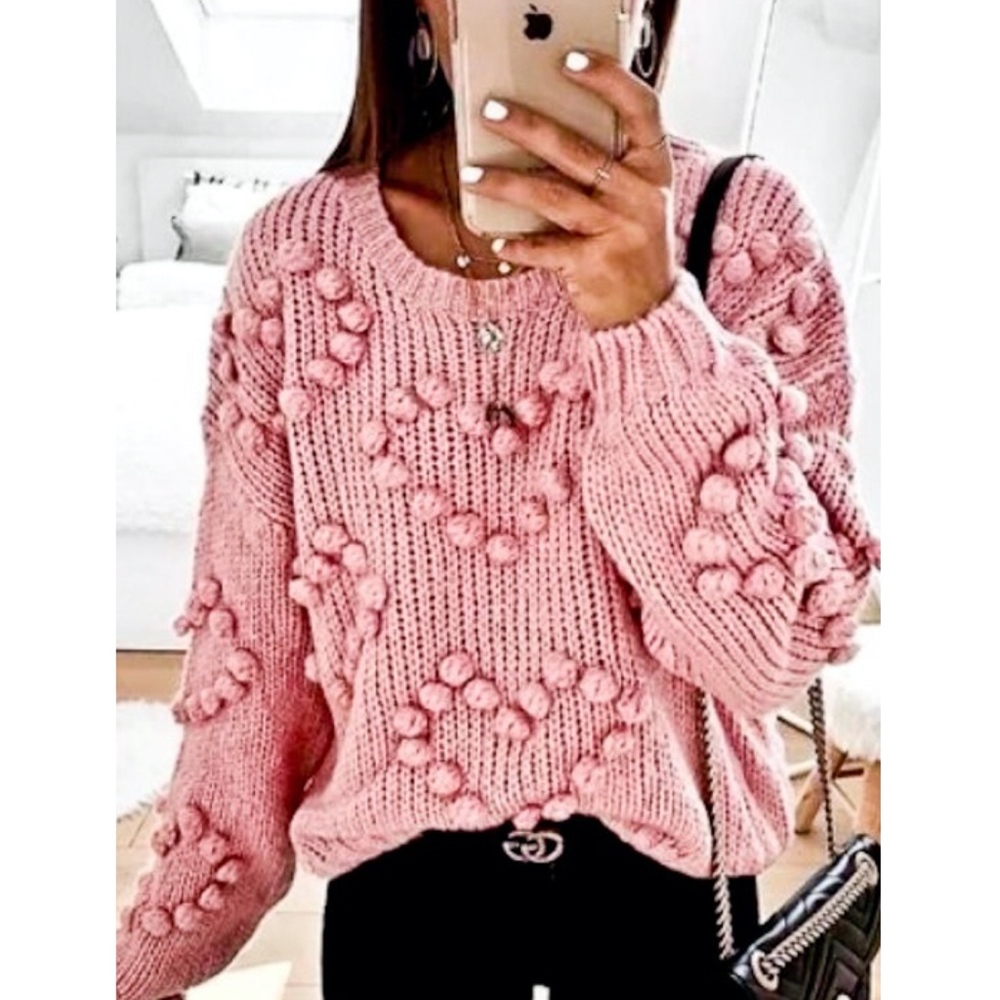 HEARTS Knit Dusty Pink Sweater - Picture 1 of 6